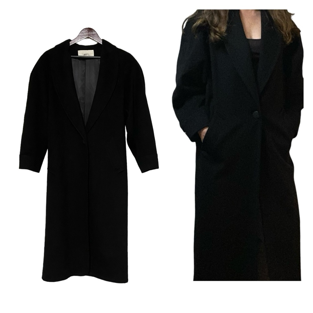 Vintage The Limited Long Wool Coat Black Made in USA Goth Dark Romantic Vampire